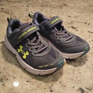 Under Armour Kids' Charcoal and Neon Green Sneakers